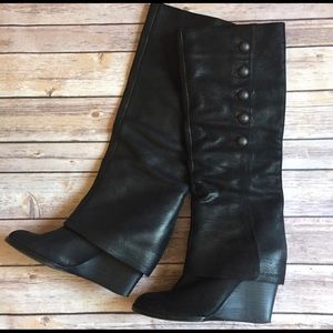 Vince Camuto textured leather wedge boots